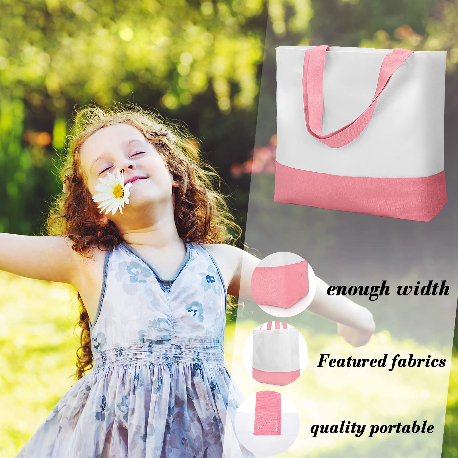 Epakh 12 Pcs Canvas Tote Bags Bulk 18.5 x 15 Inch Reusable Grocery Shopping B…
