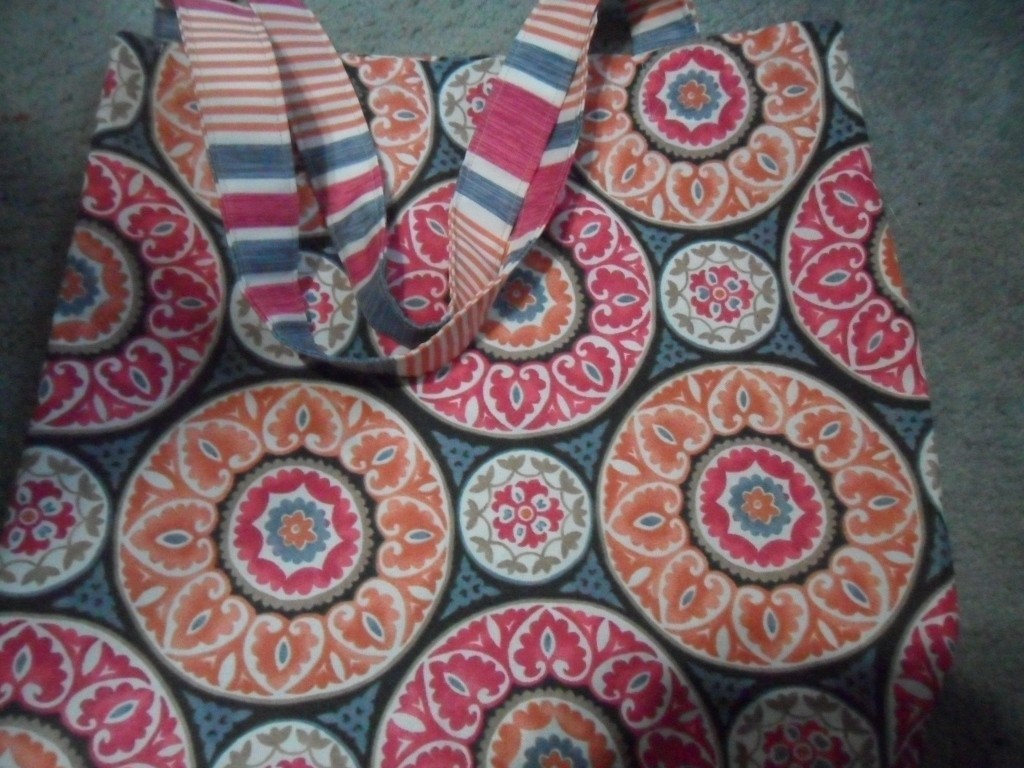 Handmade market grocery tote home dec fabric large