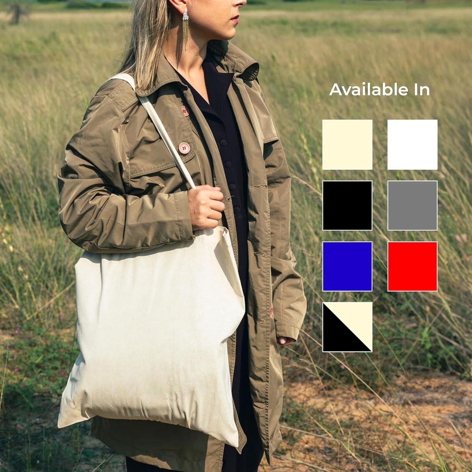 100% Cotton Tote Bag, Canvas Tote Bags Bulk, Reusable Totes for Grocery, Shoppin