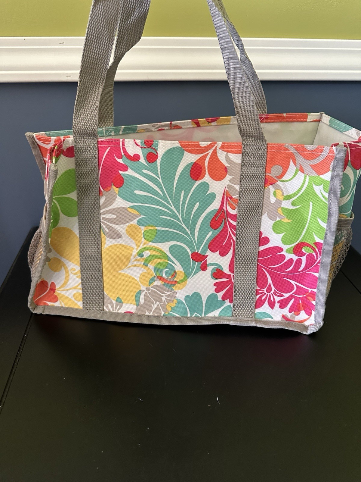 Thirty-One Keep It Island Damask Caddy Tote Bag 13” Colorful Floral Beach Pool