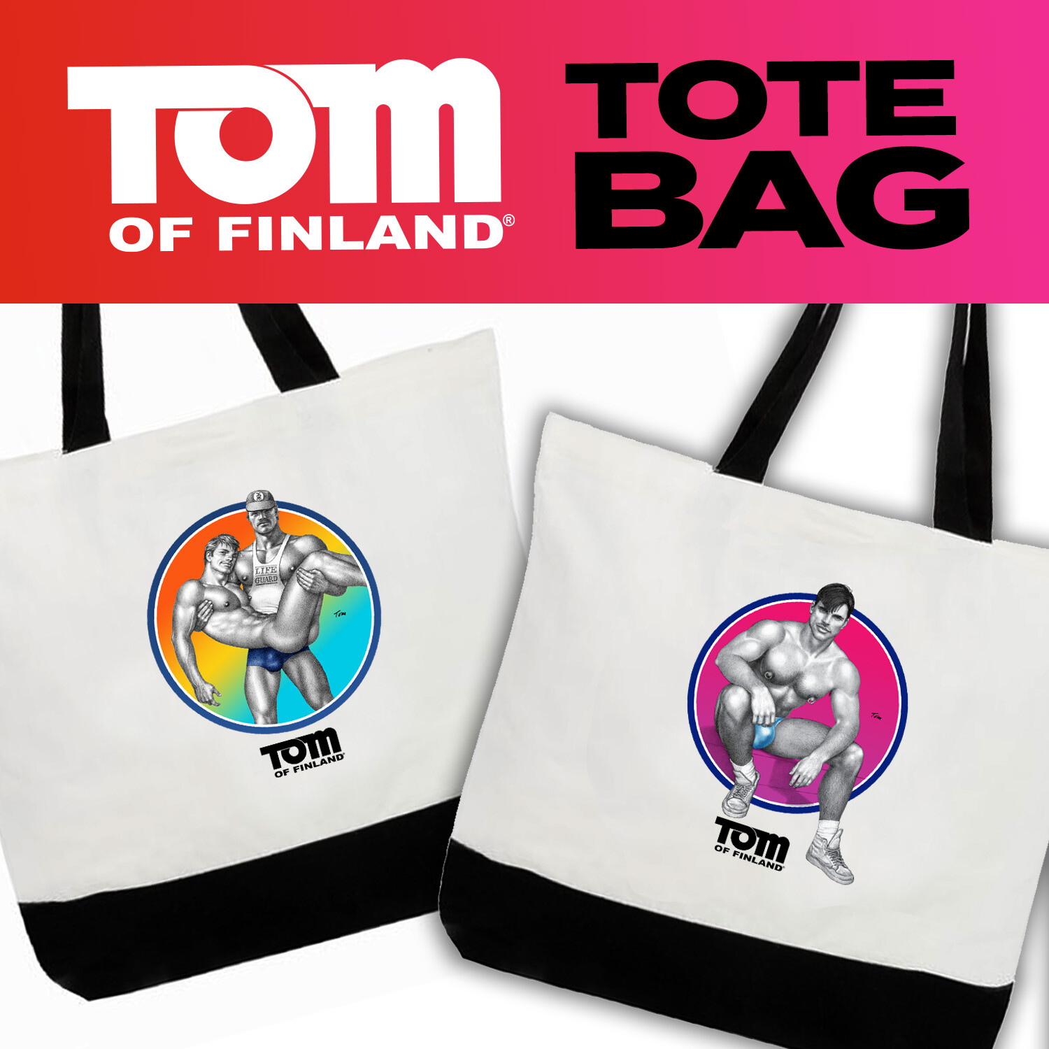 TOM OF FINLAND TOTE BAG (Queer, Gay, Beach, Baywatch, Speedo, Art)