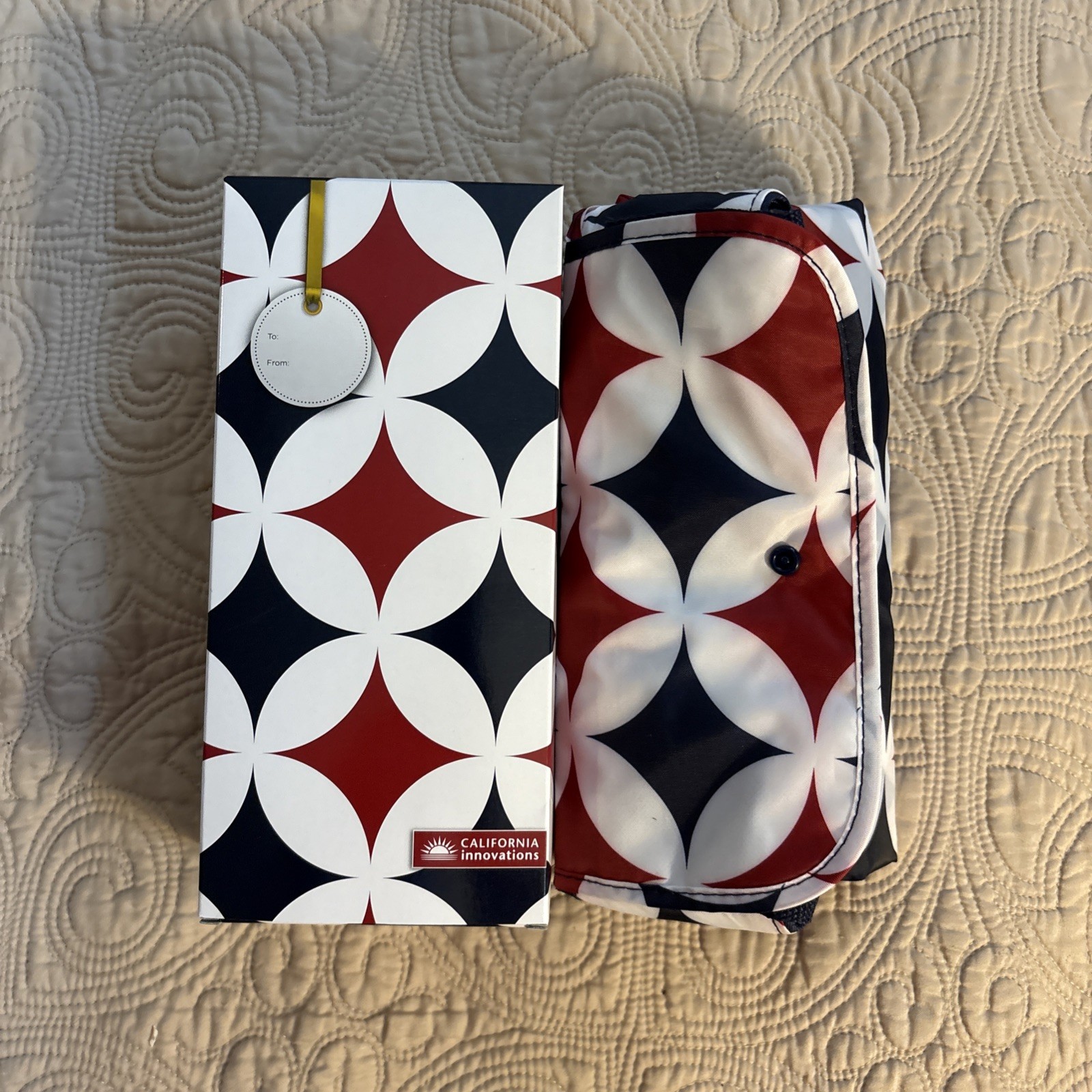 California Innovations Insulated Market Tote Red White Blue 18.5×6.2×17.9″ NIB