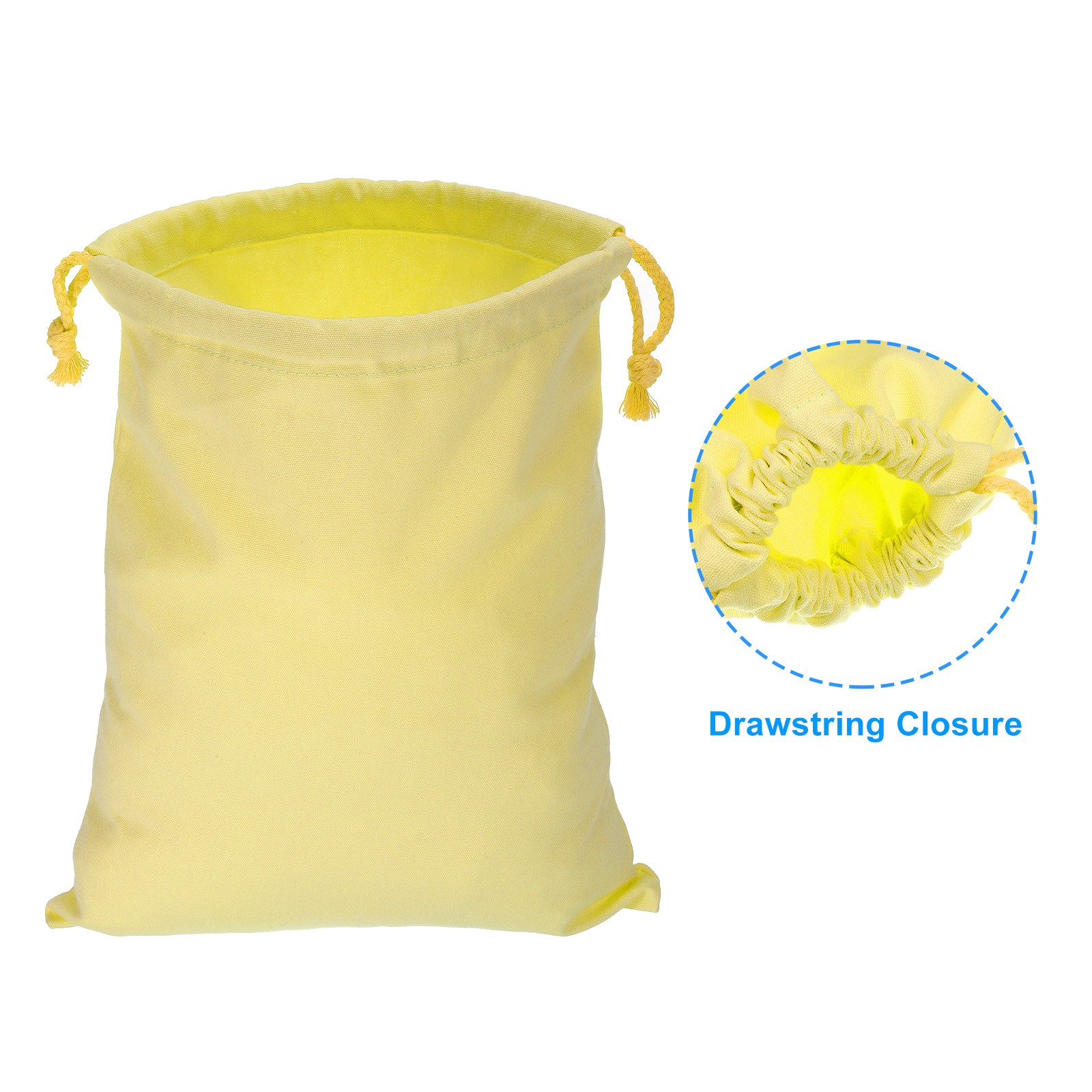 3pcs Reusable Drawstring Bags, 10×12.6″ Multipurpose Bags, Light Yellow