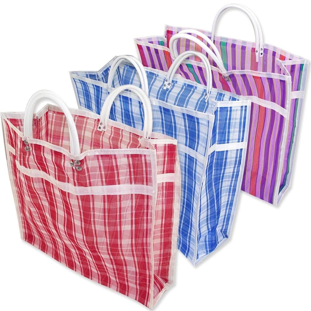 Pack of 3 Big Size Gusseted Mercado Bags – Mexican Tote Market Reusable Groce…