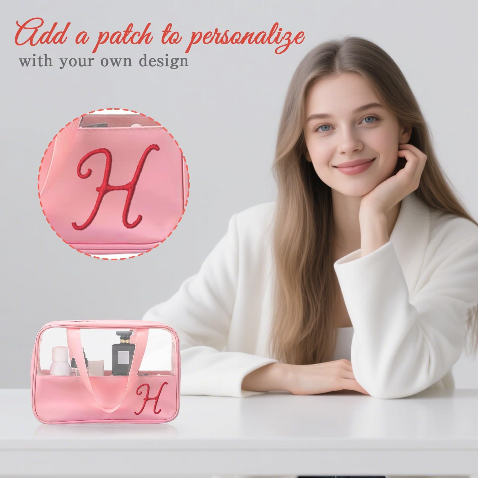LECEHIVO 12 Pcs Translucent Make up Bag 10.2 x 6.3 x 2.8 Inches Pink