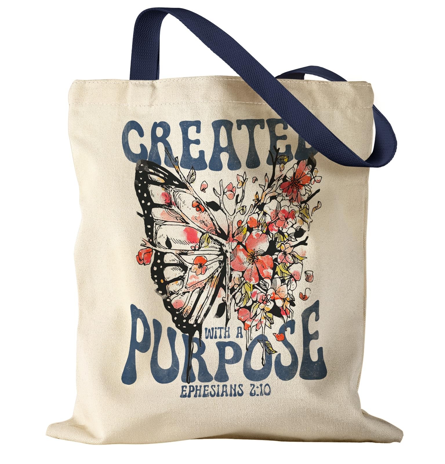 Miss Adola Aesthetic Canvas Tote Bag for Women – One Size, Flower Butterfly