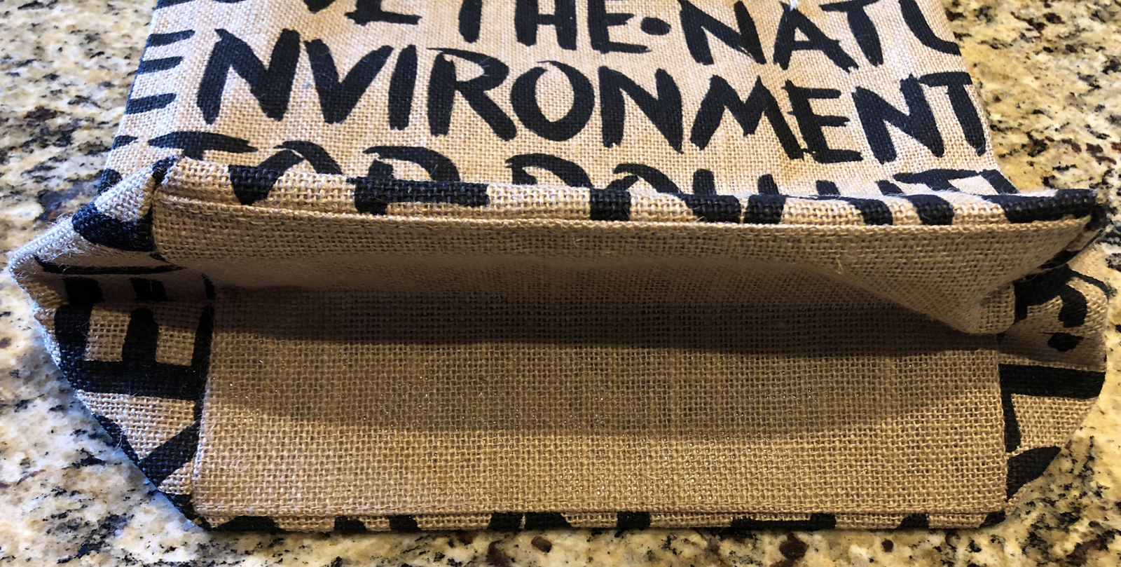 New Burlap Bag Tote Leather Straps Stop Pollution Love Nature the Environment