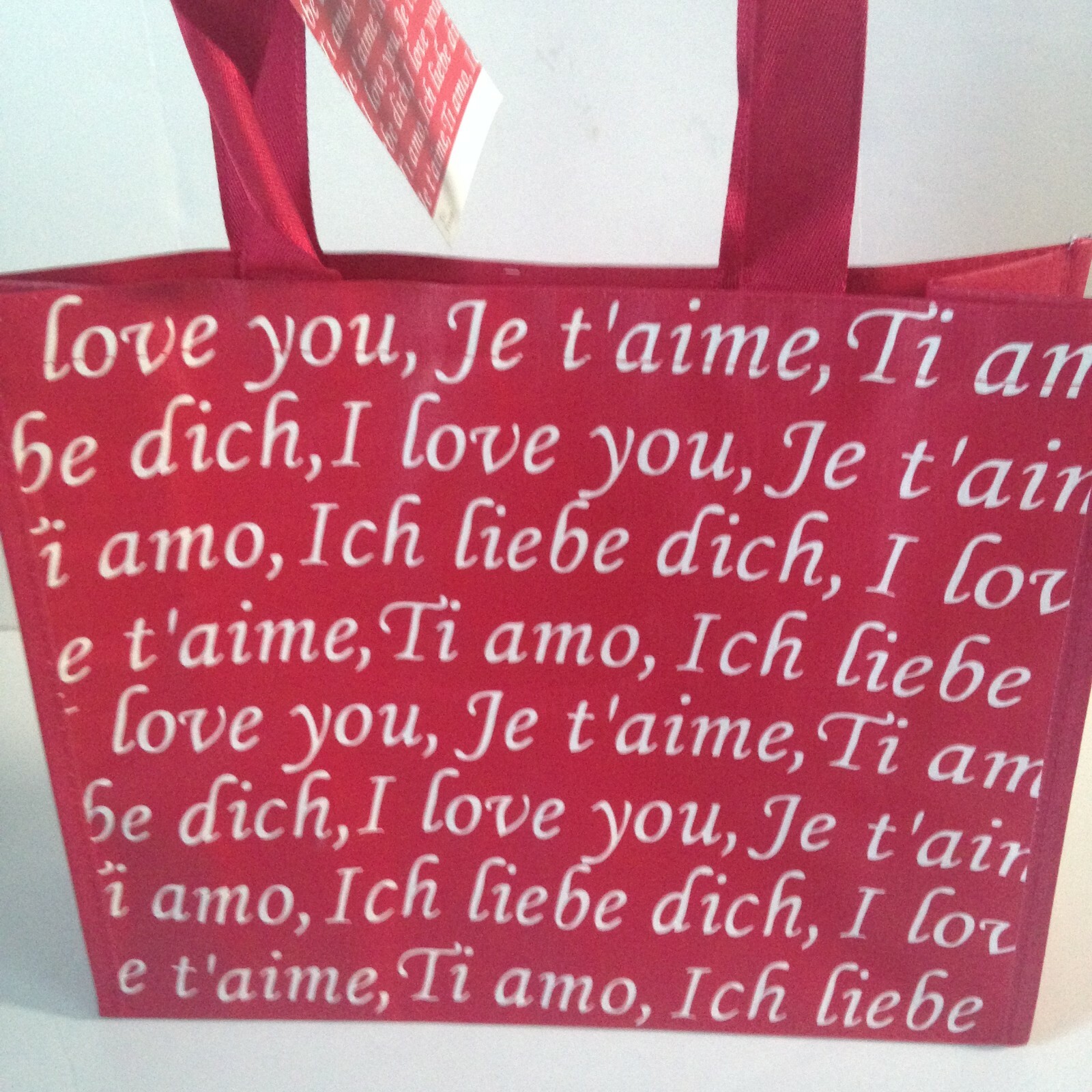 NEW! Barnes & Noble I Love You Tote Book Bag Red White Double Handles Punctuate