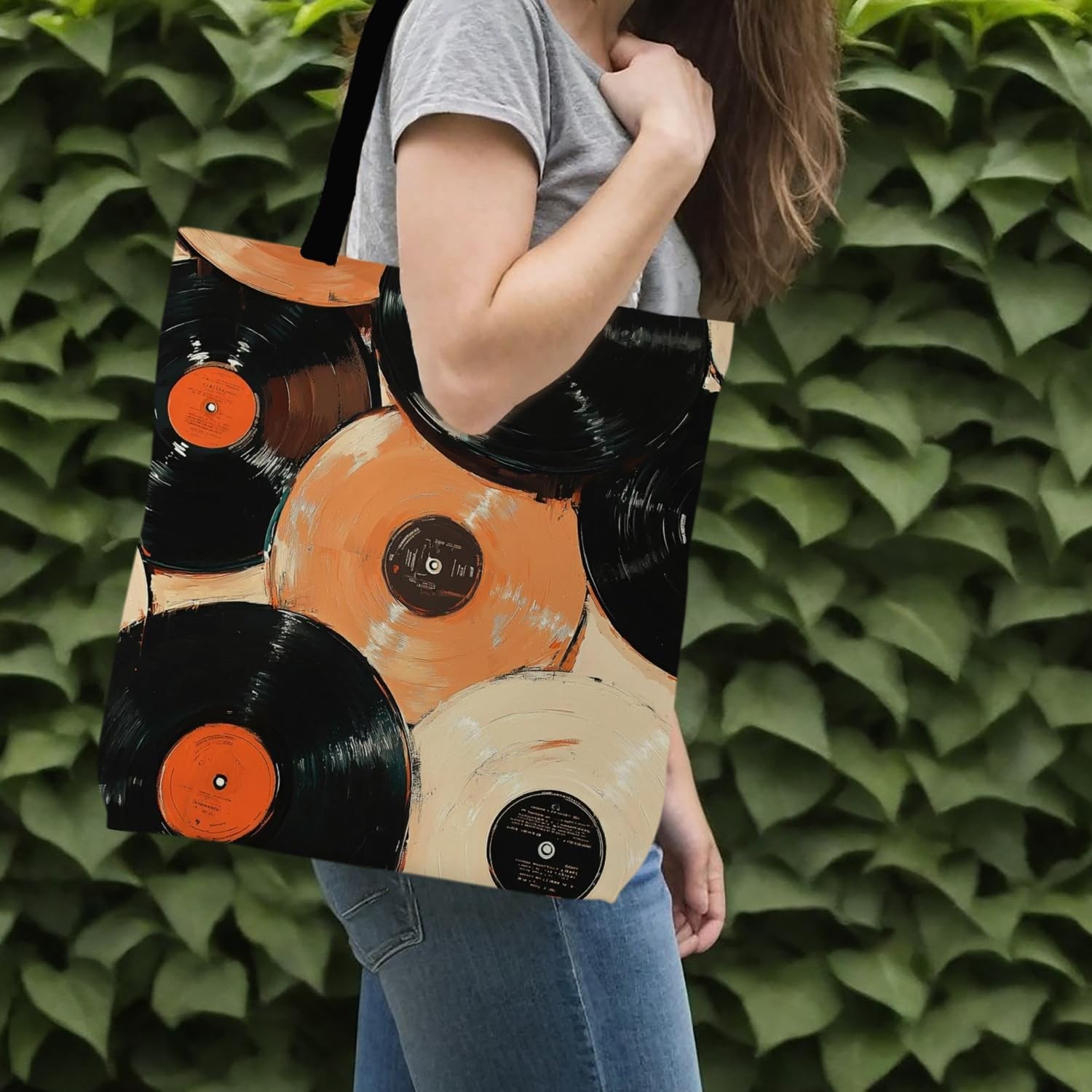 Vinyl Vintage Records Tote Bag, Music Lovers Gift Canvas Tote Bags for Women,…