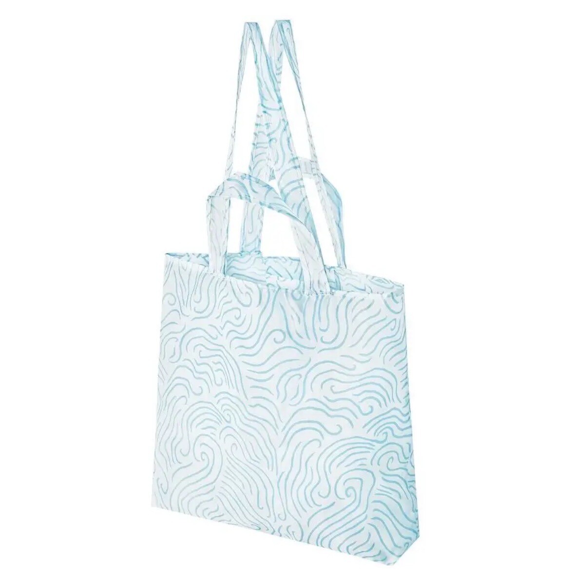 2pk IKEA SKYNKE Reusable Blue Swirl Shopping Tote Medium Folding Eco Bag (2 Pk)