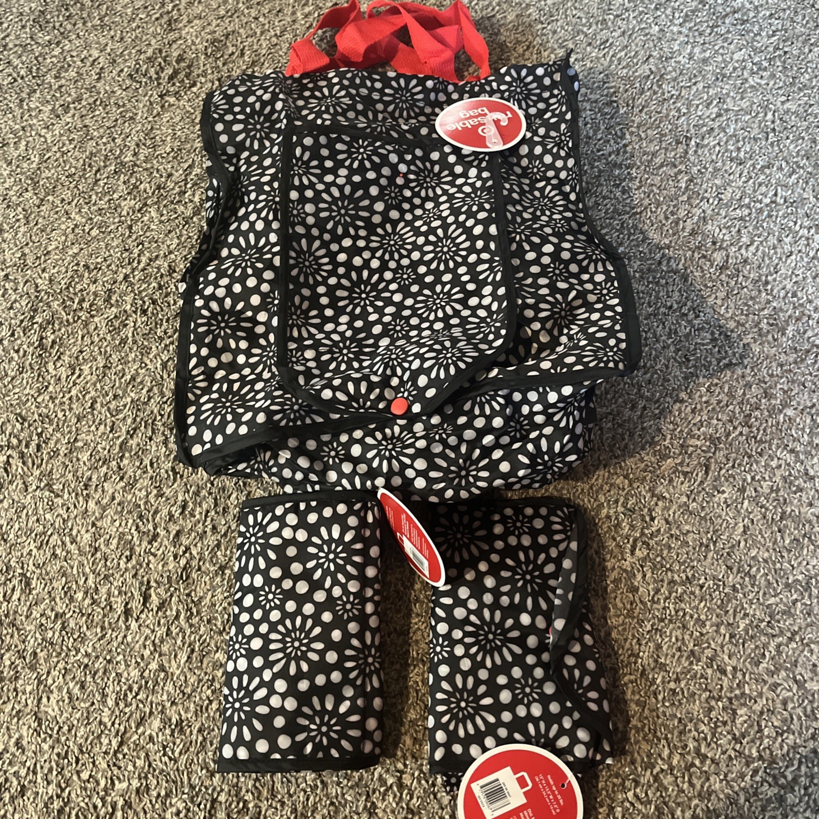 New TARGET Burst Reusable Foldable 15″ Shopping Bag Tote – NWT Lot Of 3