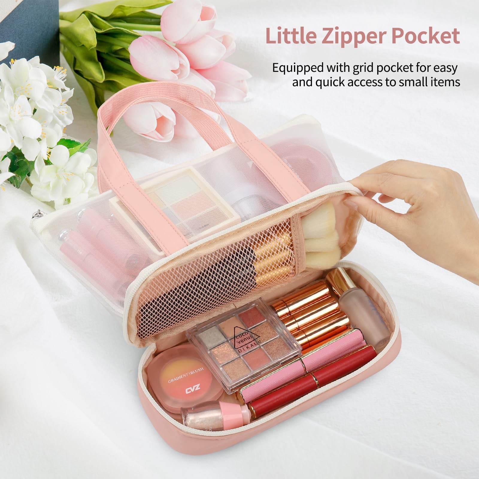 Small Multi-Functional Makeup Bag for Teens and (Pack of 1), 03ws_Pink