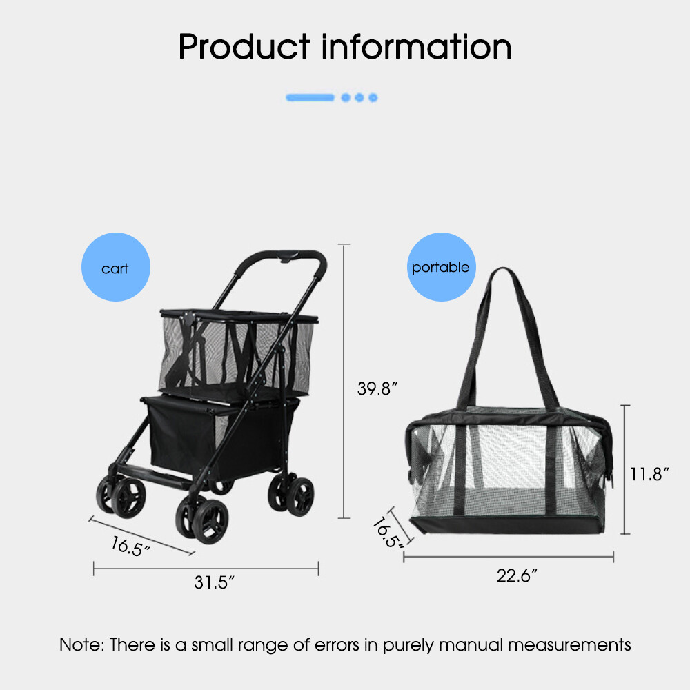 Functional Collapsible Carts Shopping Cart Utility Trolley Cart w/ Swivel Wheels