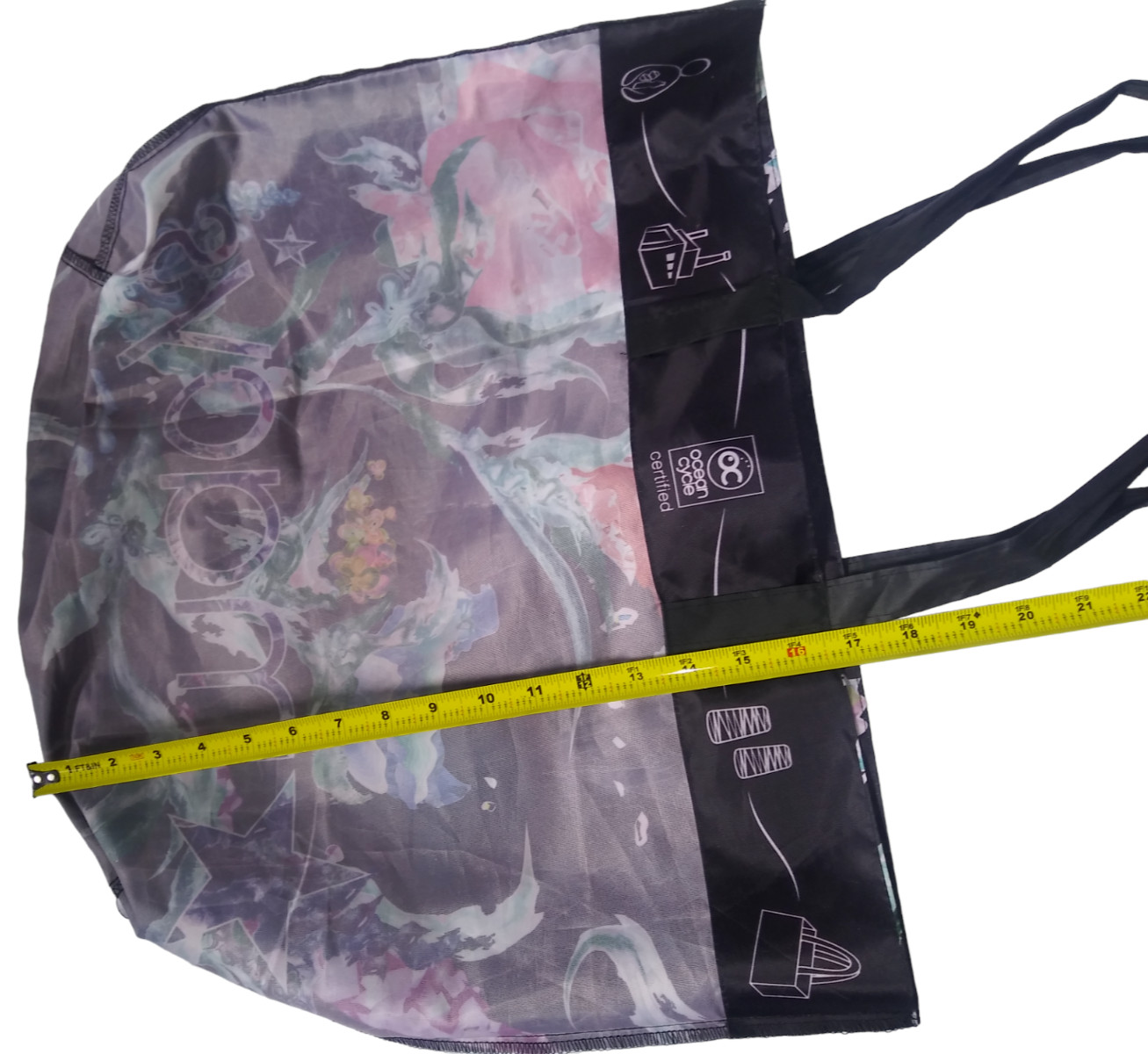 MACY”S Reusable Ocean Recycled Black Floral Beach Tote Handbag