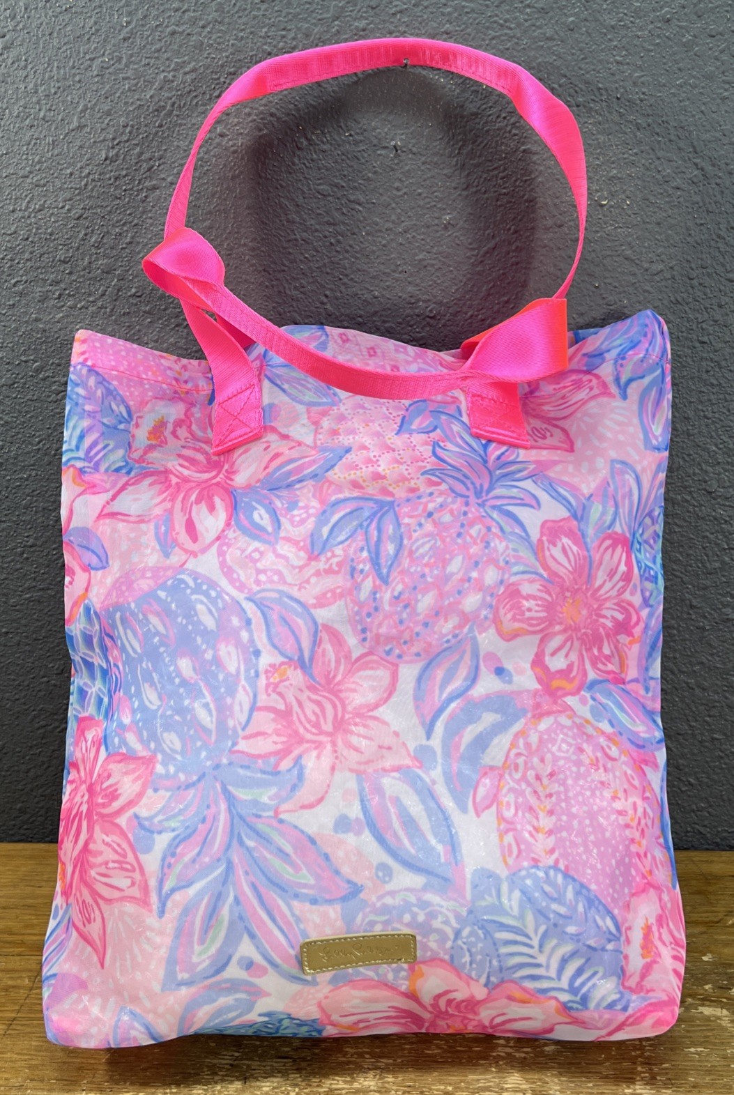 Lilly Pulitzer Snappy Turtle MESH SHOPPER TOTE BAG Reusable Grocery Shopping Bag