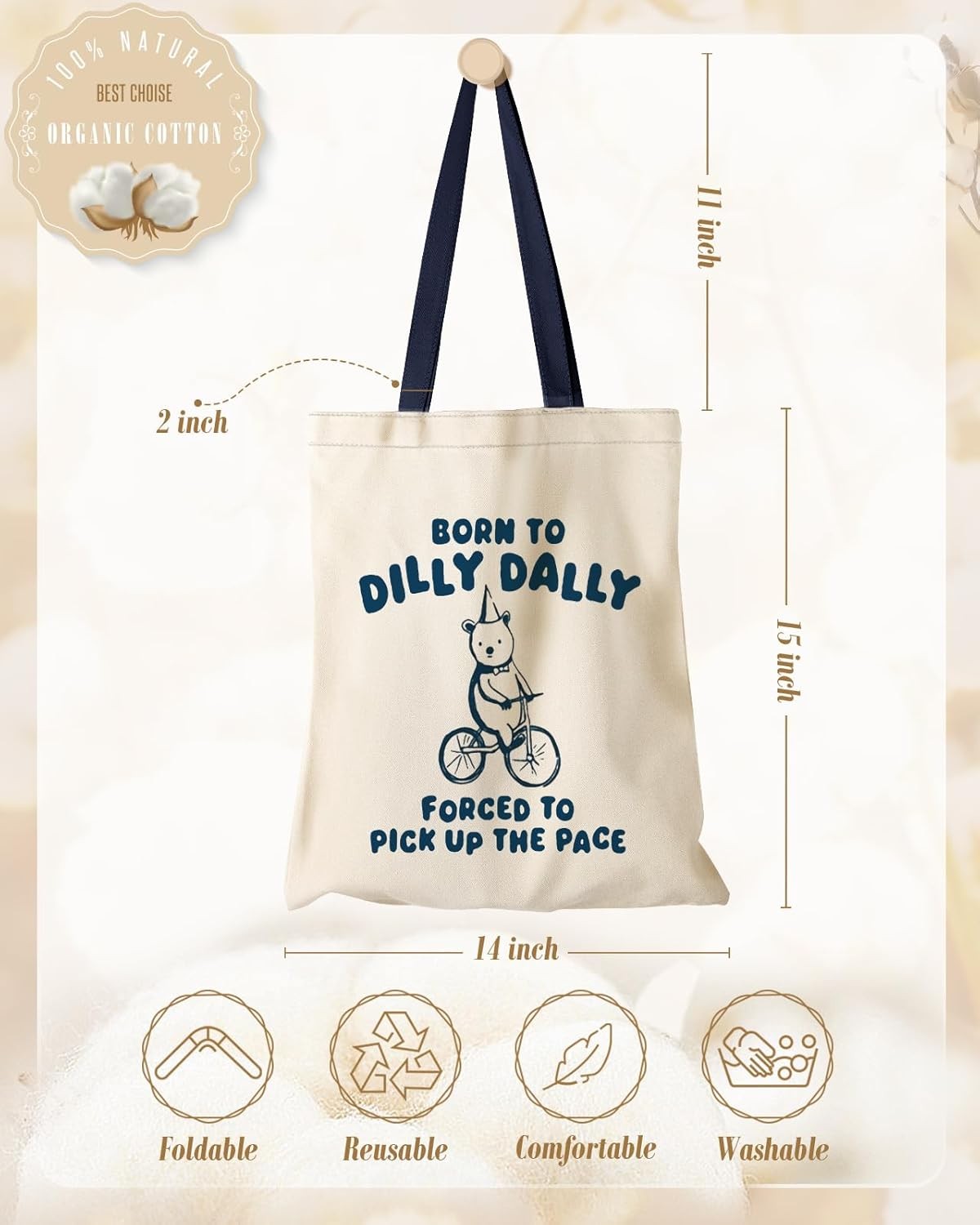 Aesthetic Canvas Tote Bag for Women – Sturdy Cloth Cotton Totes