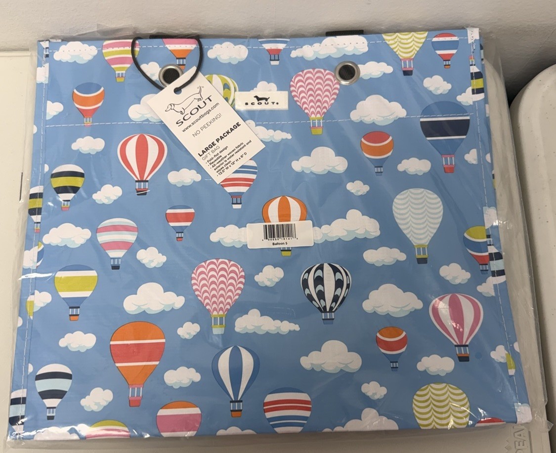 Scout | Large | Blue Multicolor | Reusable Tote Shopping Bag Hot Air Balloons