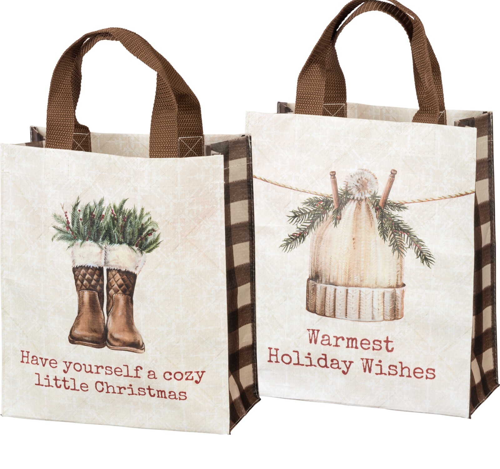 Double Sided Daily Tote Gift Bag | Warmest Holiday Wishes | Primitives by Kathy
