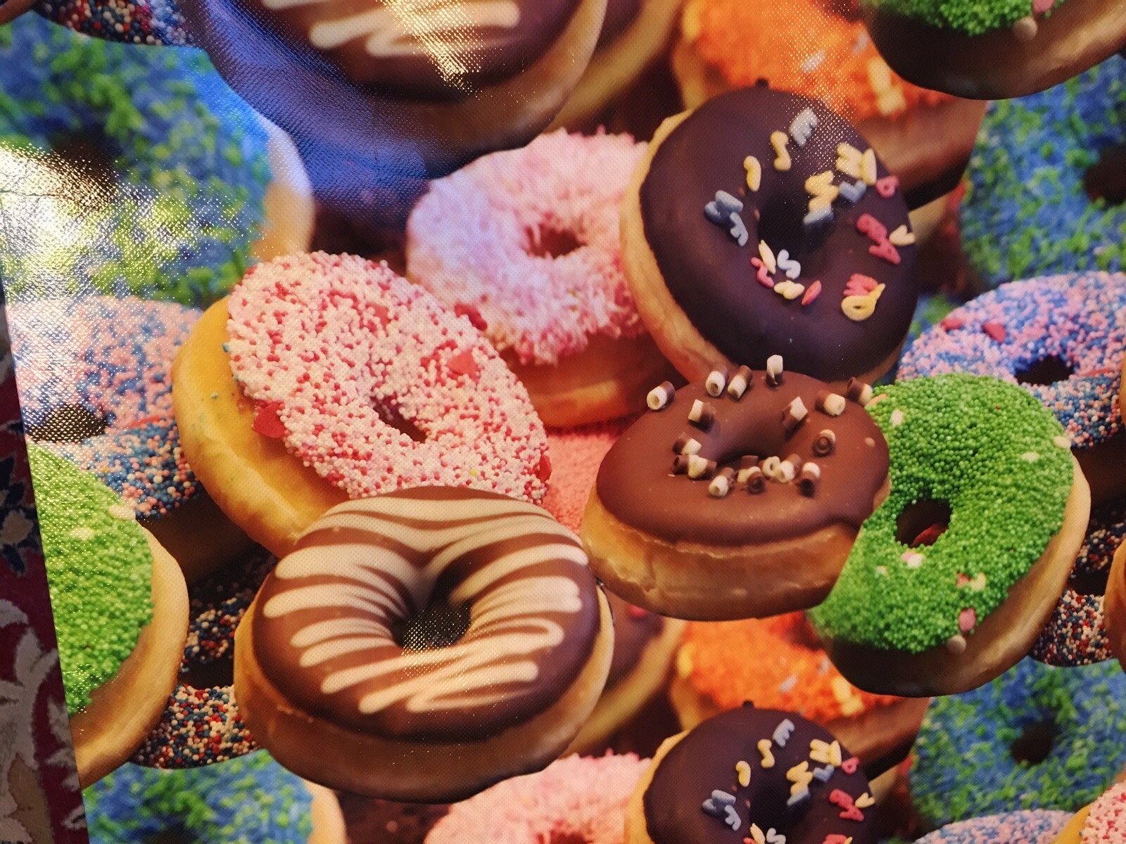 XXL Realistic Yummy Donut Print Reusable Shopping Tote 22”X 20”X 6” EcoFriendly
