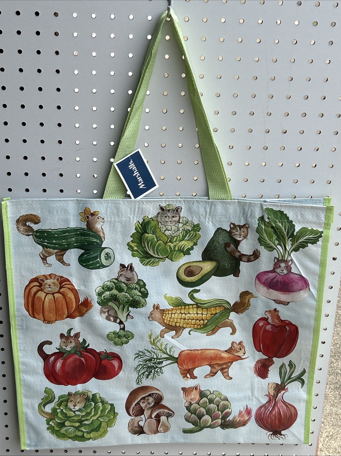Marshalls Reusable Cat Vegetable Tote Bag Kitty Produce Veggie Grocery Bag NEW