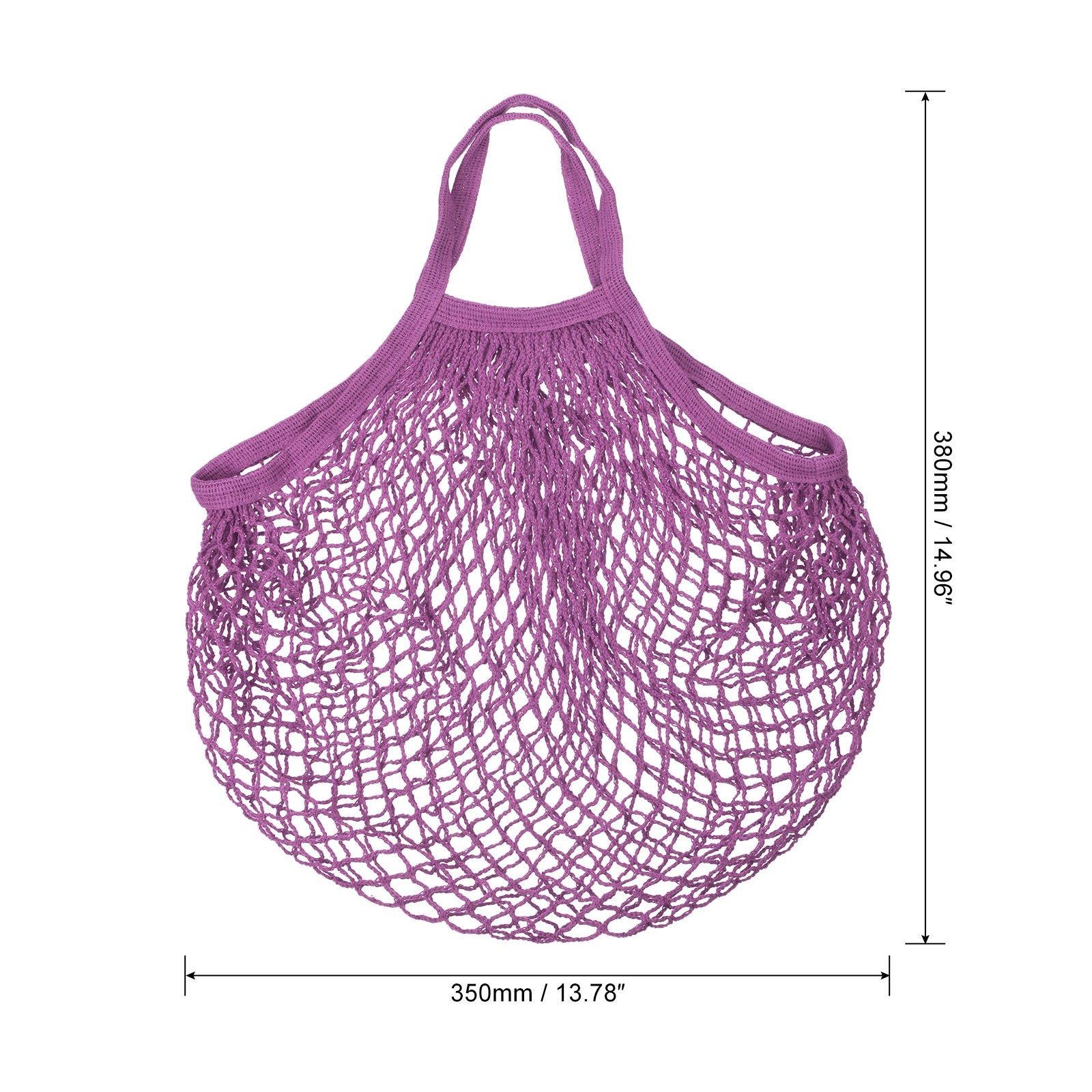 Cotton Mesh Bag, 15×13.8″ Mesh Net String Grocery Bags Dark Purple