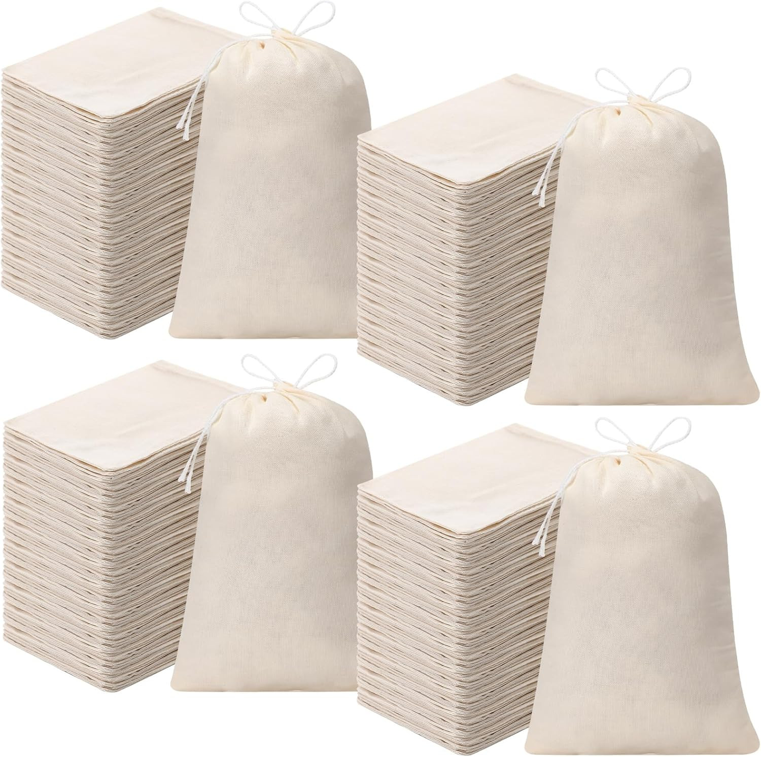 800 Reusable Cotton Muslin Bags with Drawstring for Gifts & Favors