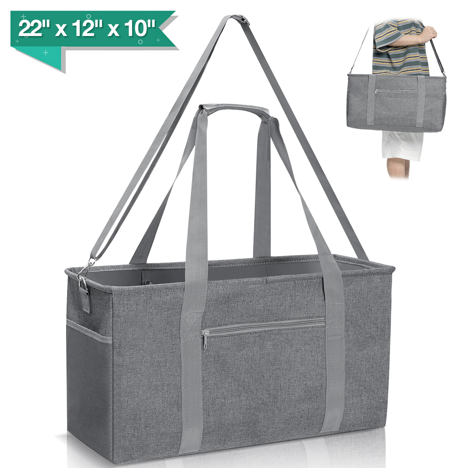 2PCS Large Reusable Grocery Bags Foldable Heavy Duty Shopping Bags Grocery Totes