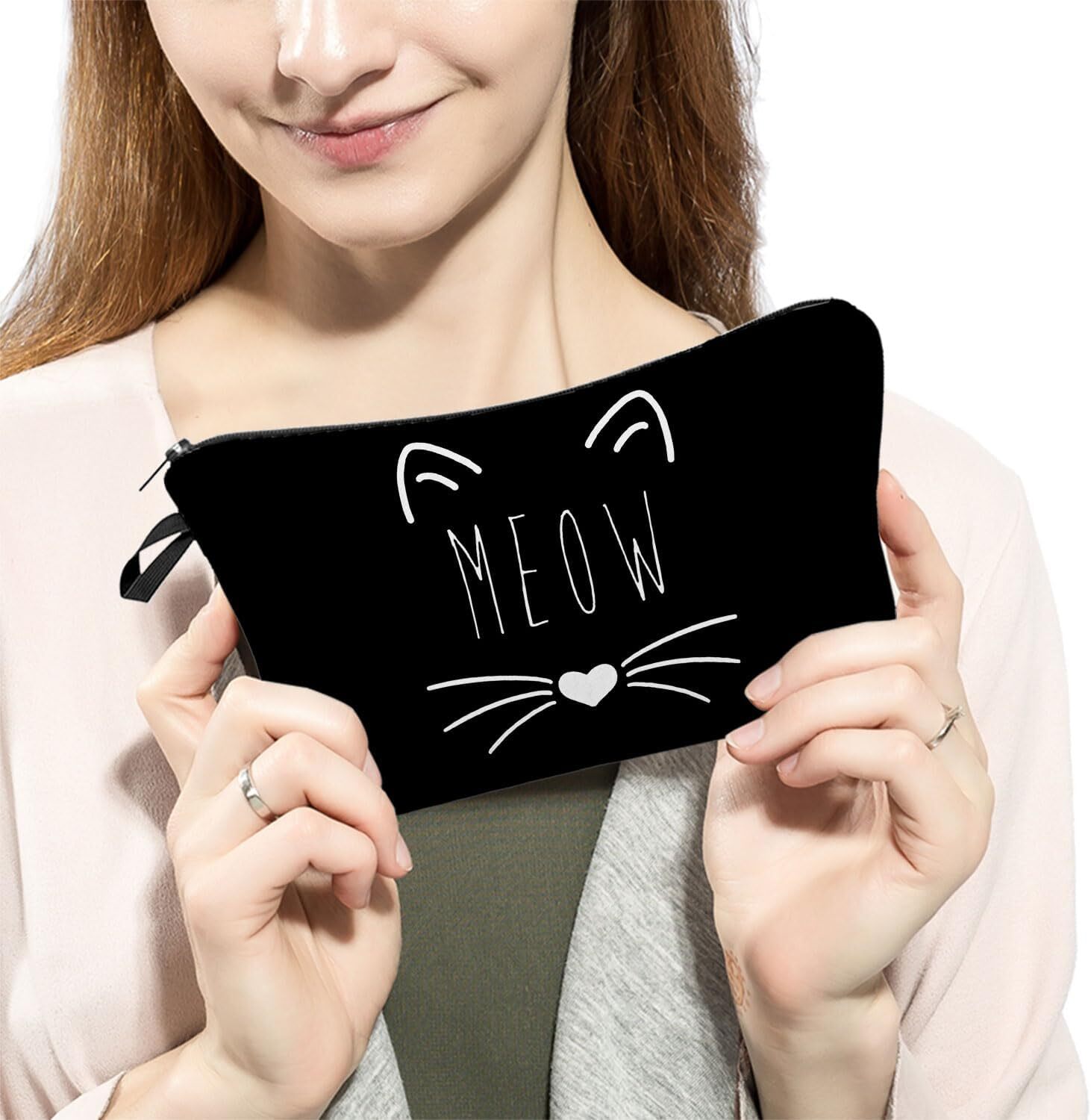 Women Travel Bag Black Cat Pattern Printed Cosmetic Makeup Small…