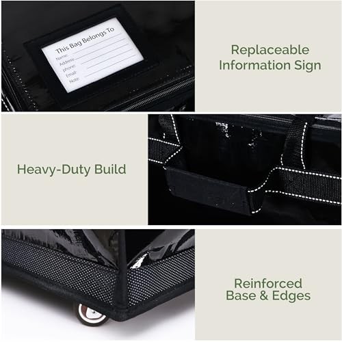 Rolling Shopping Bag with Wheels 142L Heavy-Duty Storage Organizer Large Black