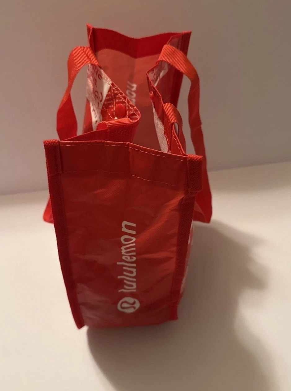 Lululemon Reusable Shopping Small Tote Bag w/ Nylon Handle -Red Black & White