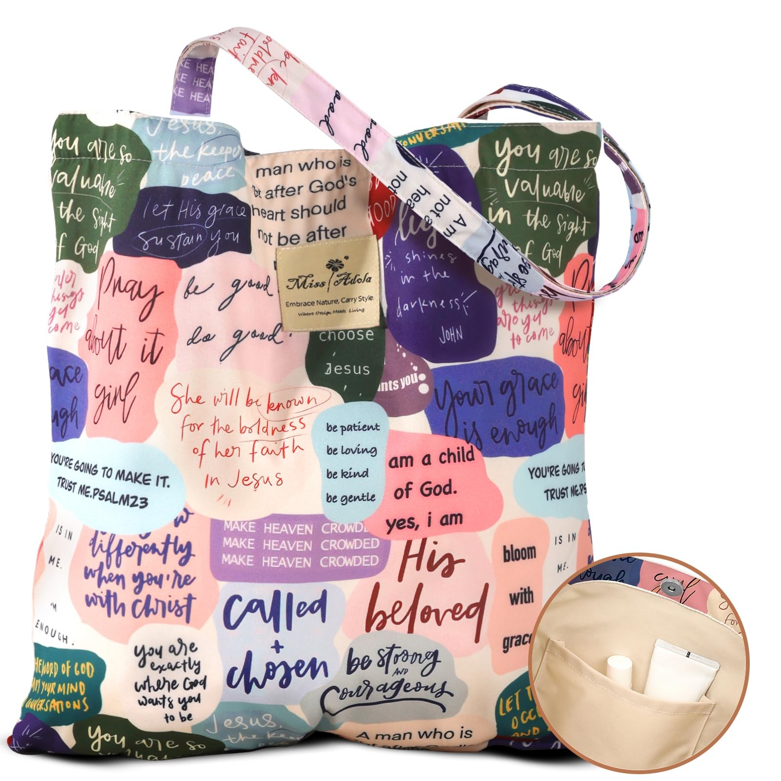 Aesthetic Cotton Tote Bag Women Reusable Shoulder Buckle Fabric Gym Travel