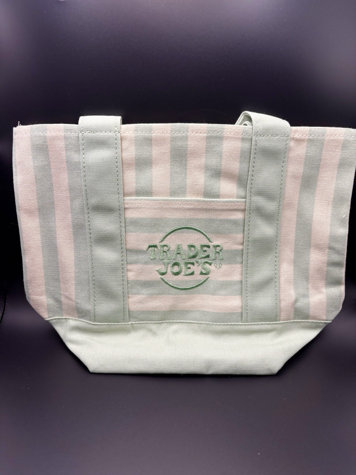 Trader Joe’s Lot of 4 Striped Canvas Mini Tote Bags Multicolor 13x6x11 in