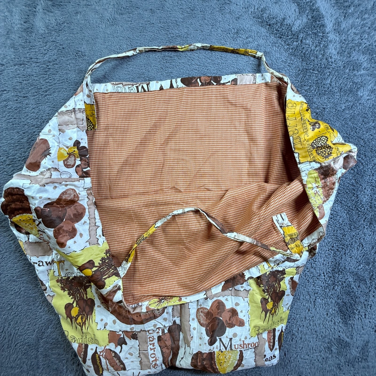 Large Vegetable Print Farmers Market Shopping Tote Bag Handmade 31×24 Grocery