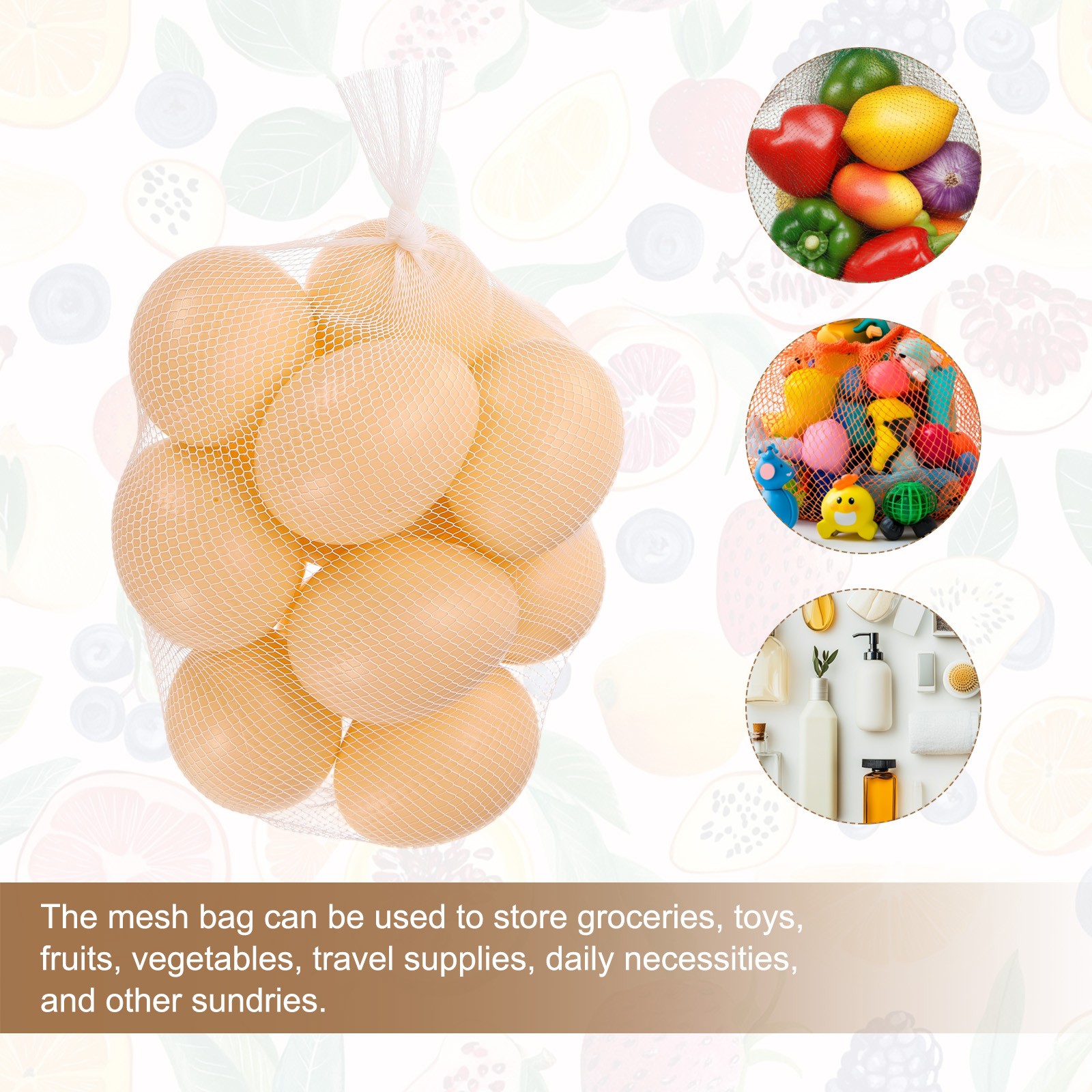 100Pcs, Reusable Mesh Bags 40cm Plastic Storage Bags White