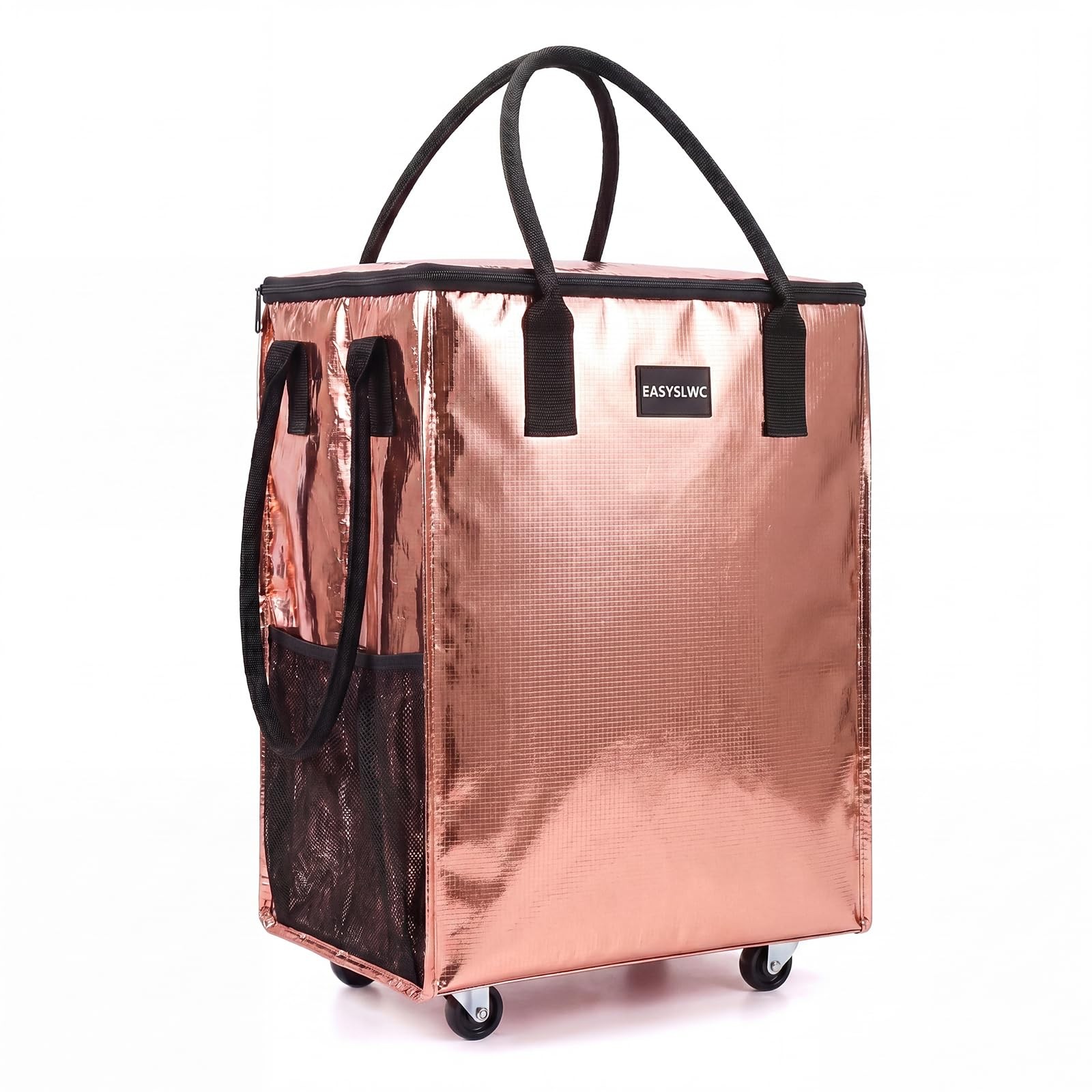 Reusable Hauler Rolling Tote Bag, Collapsible Portable Shopping Bag with Whee…