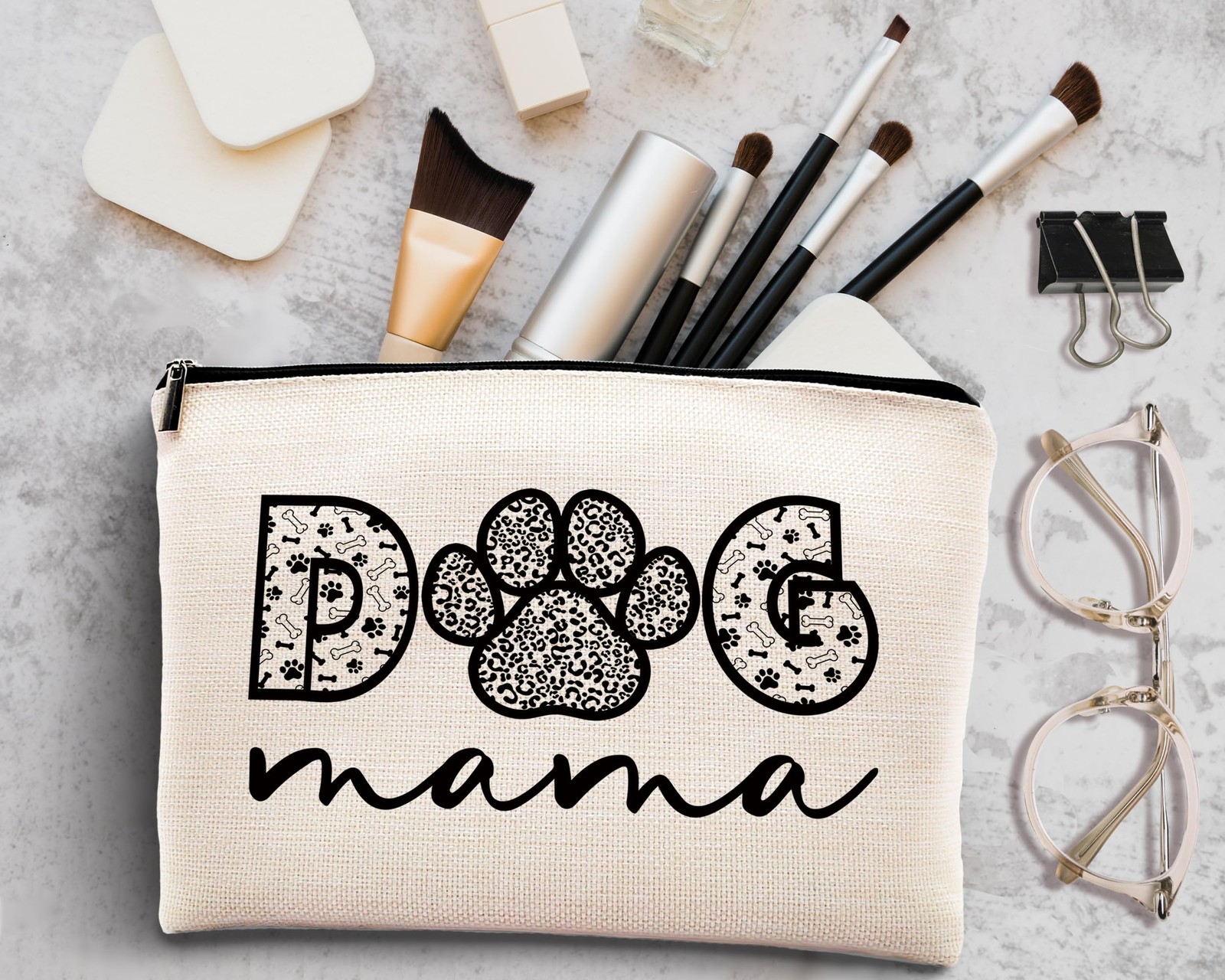 kdqua Dog Mom Makeup Bag, Christmas Gifts for Lovers Mama Women, mama
