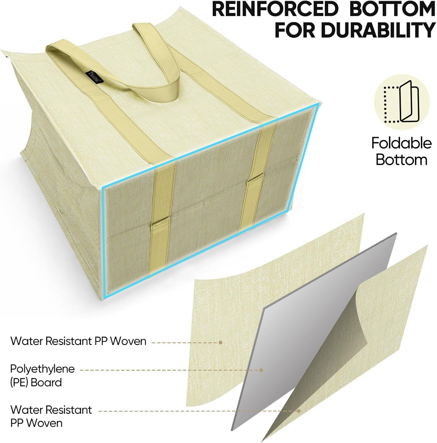 Grocery Bags Reble Shopping Bags with Reinforced Bottom, Heavy