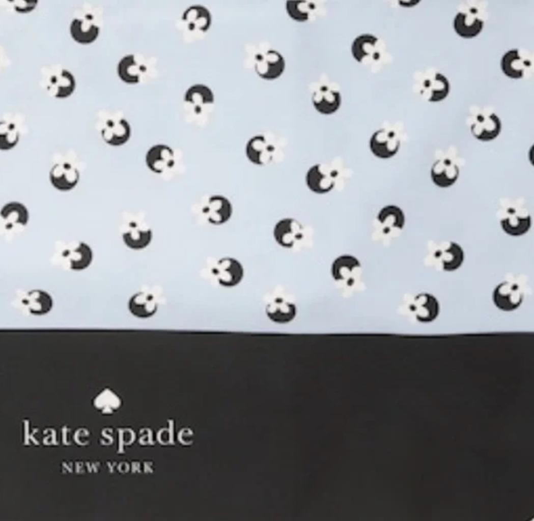 KATE SPADE BLUE WITH BLOSSOMS & DOT LARGE CANVAS TOTE L02723 NEW IN PACKAGE