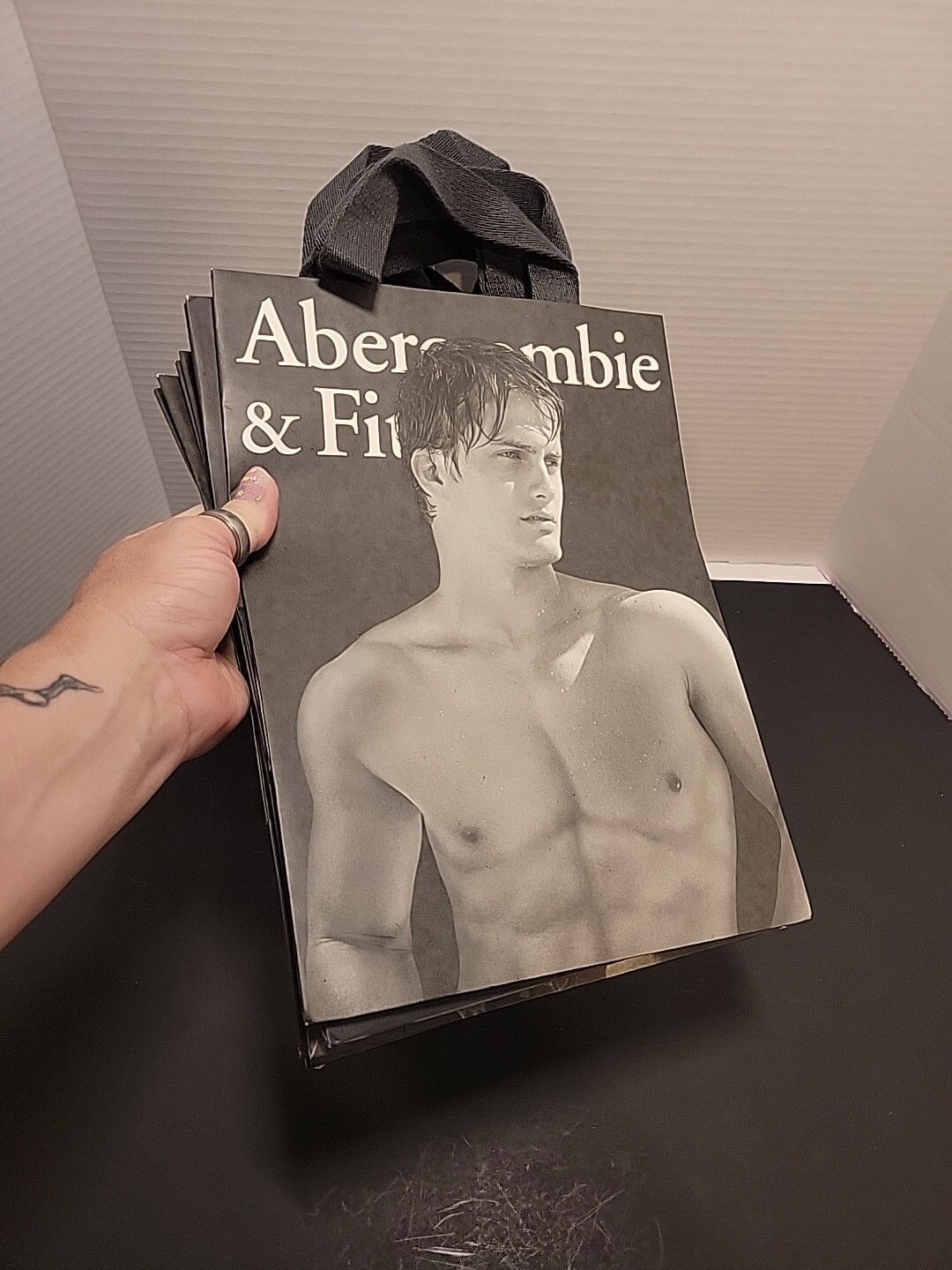 Set Of 6 Abercrombie & Fitch Shopping Bag Canvas Handles Model Photos