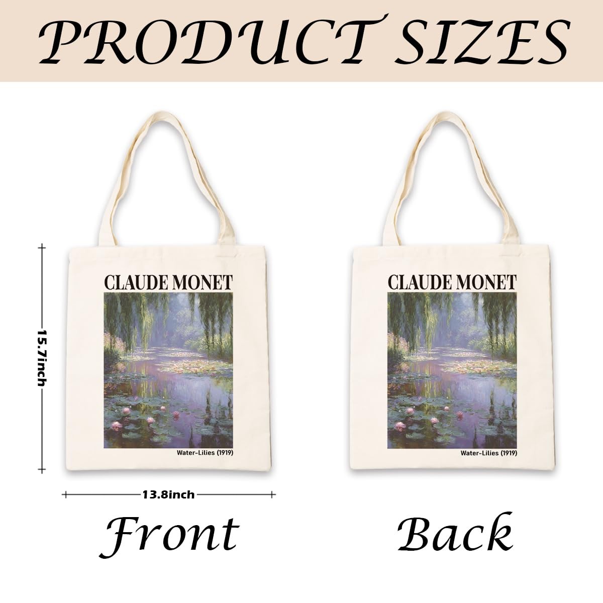 Water Lilies Canvas Tote Bag, Impressionist Art Canvas Shopping Bag, Reusable…