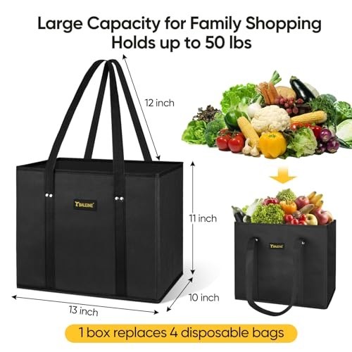 BALEINE 3Pk Reusable Grocery Bags, Foldable Shopping Bags for Groceries with