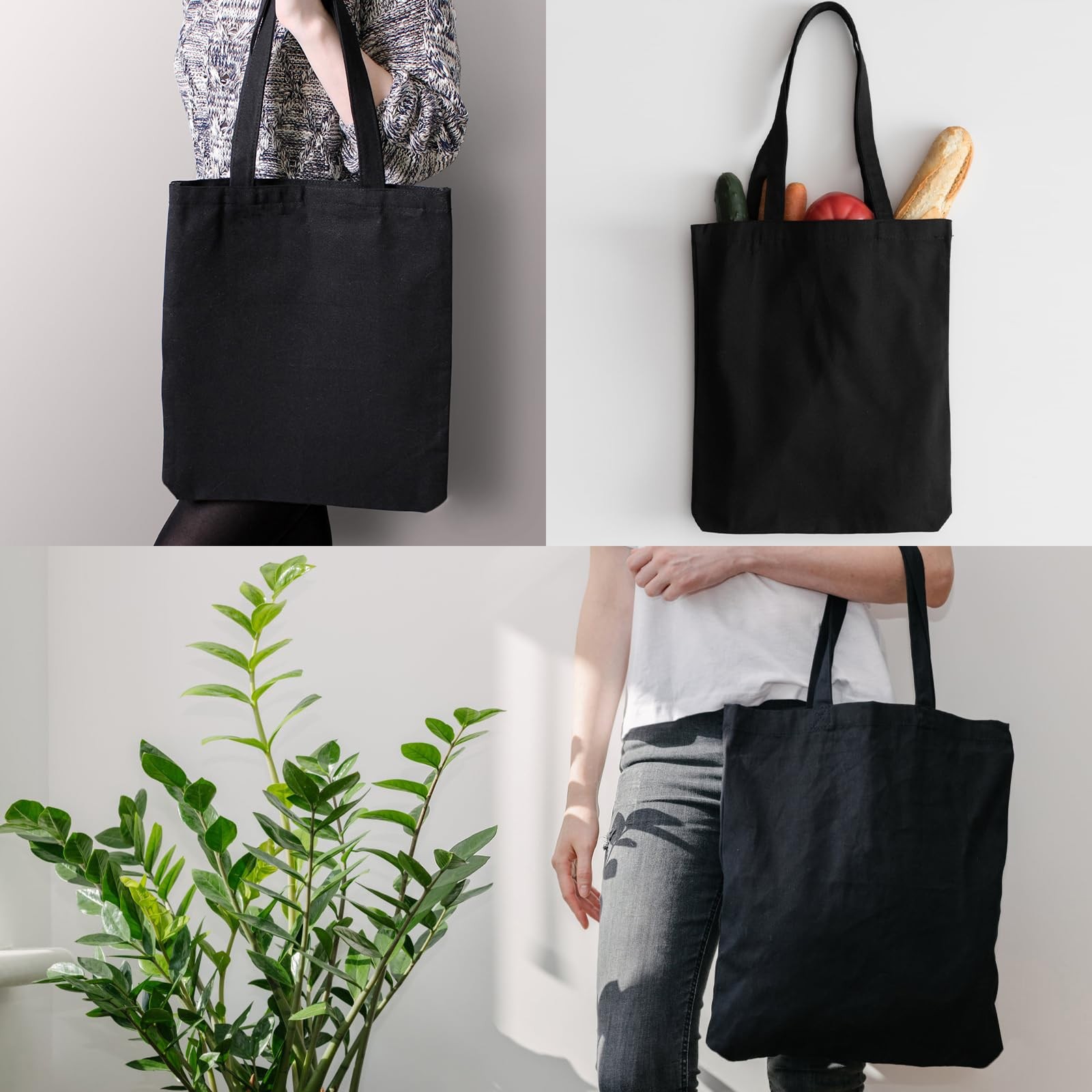 3 Pack Canvas Tote Bags,Heavy Duty Reusable Grocery Shopping Bag 12.2″x14.2″ …