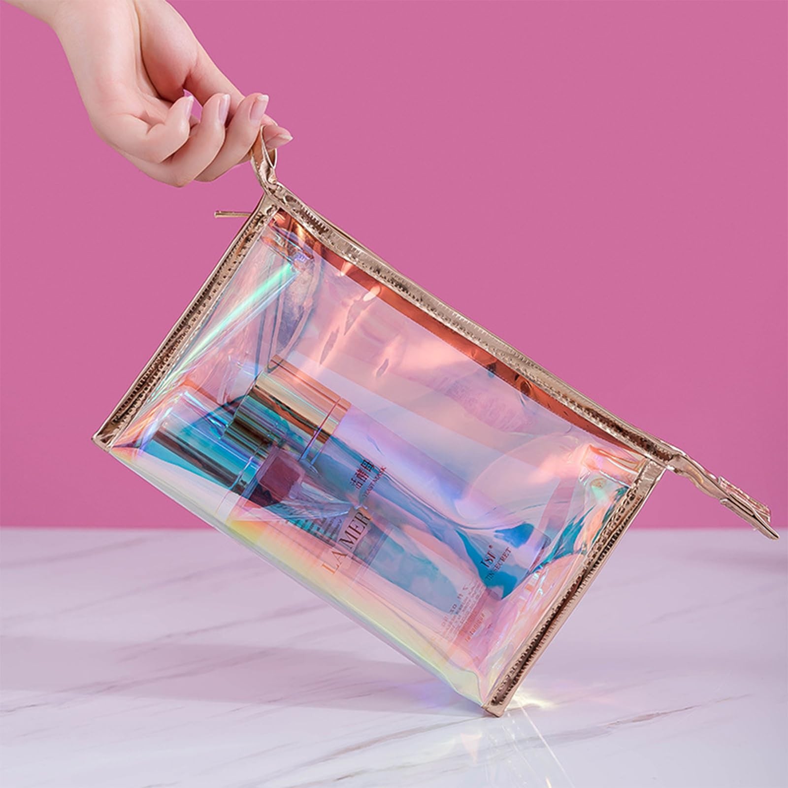 Voittozege 10 Pcs Holographic Makeup Bag 9 x 5.9 x 2.8 inches, holographic