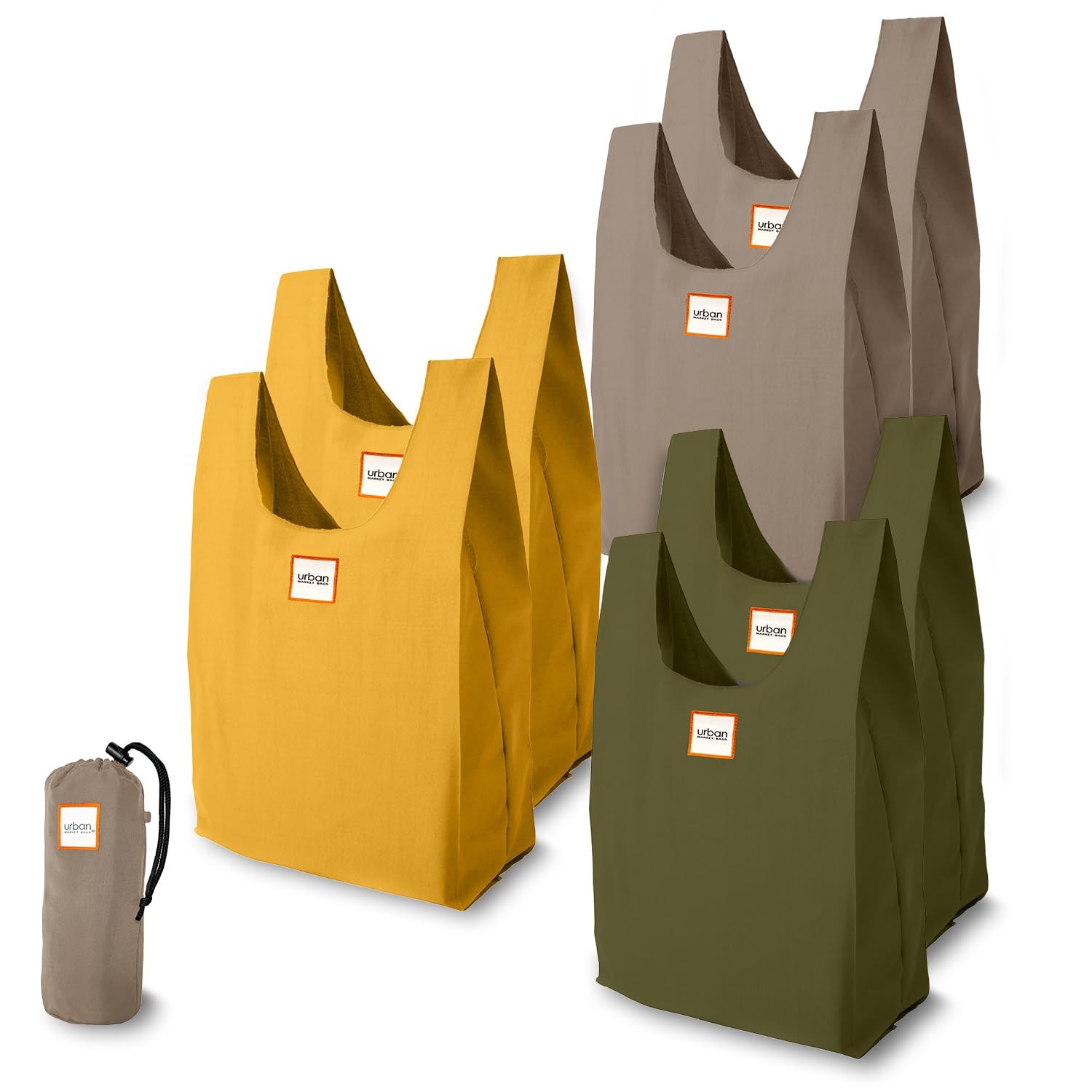 – Meadow – 6 Foldable Reusable Shopping Bags in 1 Compact Pouch, Luxury Quali…