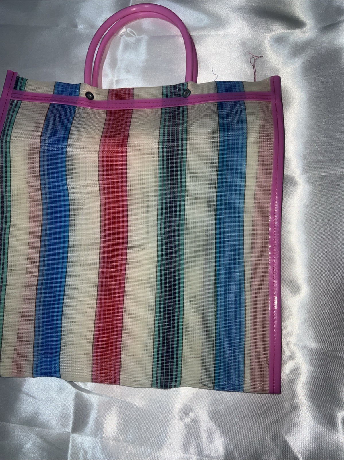 Loteria Reusable Mexican Market Mesh Bag Tote Bolsa De Mercado 16” Pink NWOT