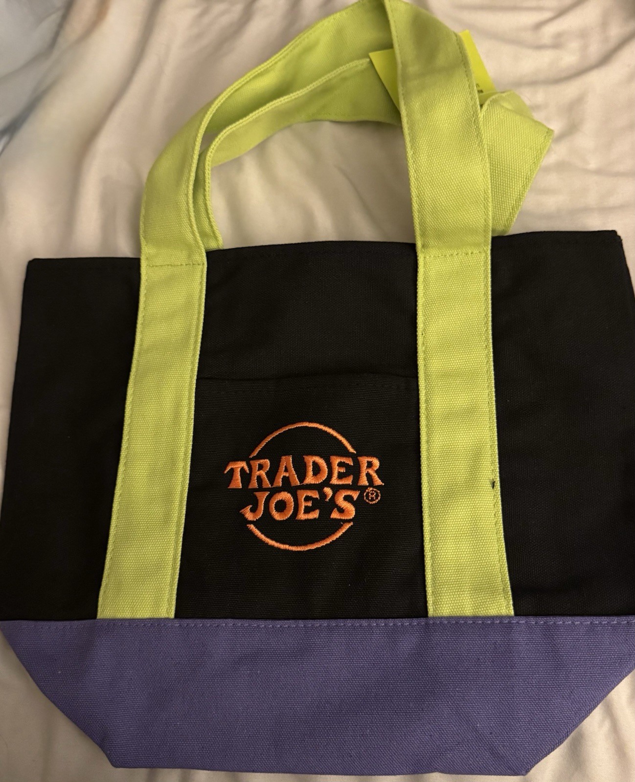 NWT TRADER JOE’S MINI CANVAS TOTE BAG-TRICK OR TREAT-BLACK/PURPLE/GREEN