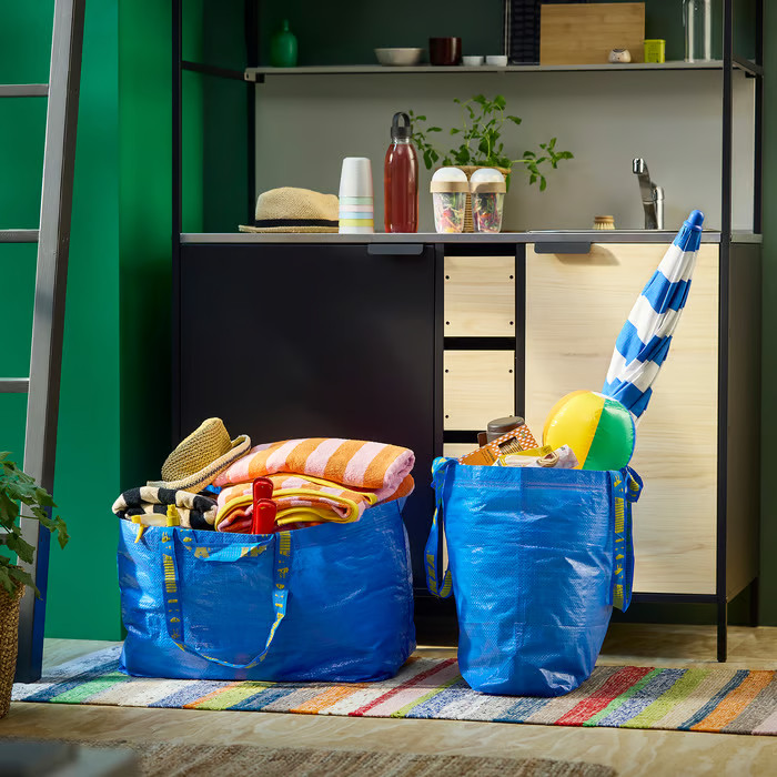 Set of 2 IKEA Frakta Large Blue Shopping Bags 19 Gal (21.75″x14.5″x13.75″)