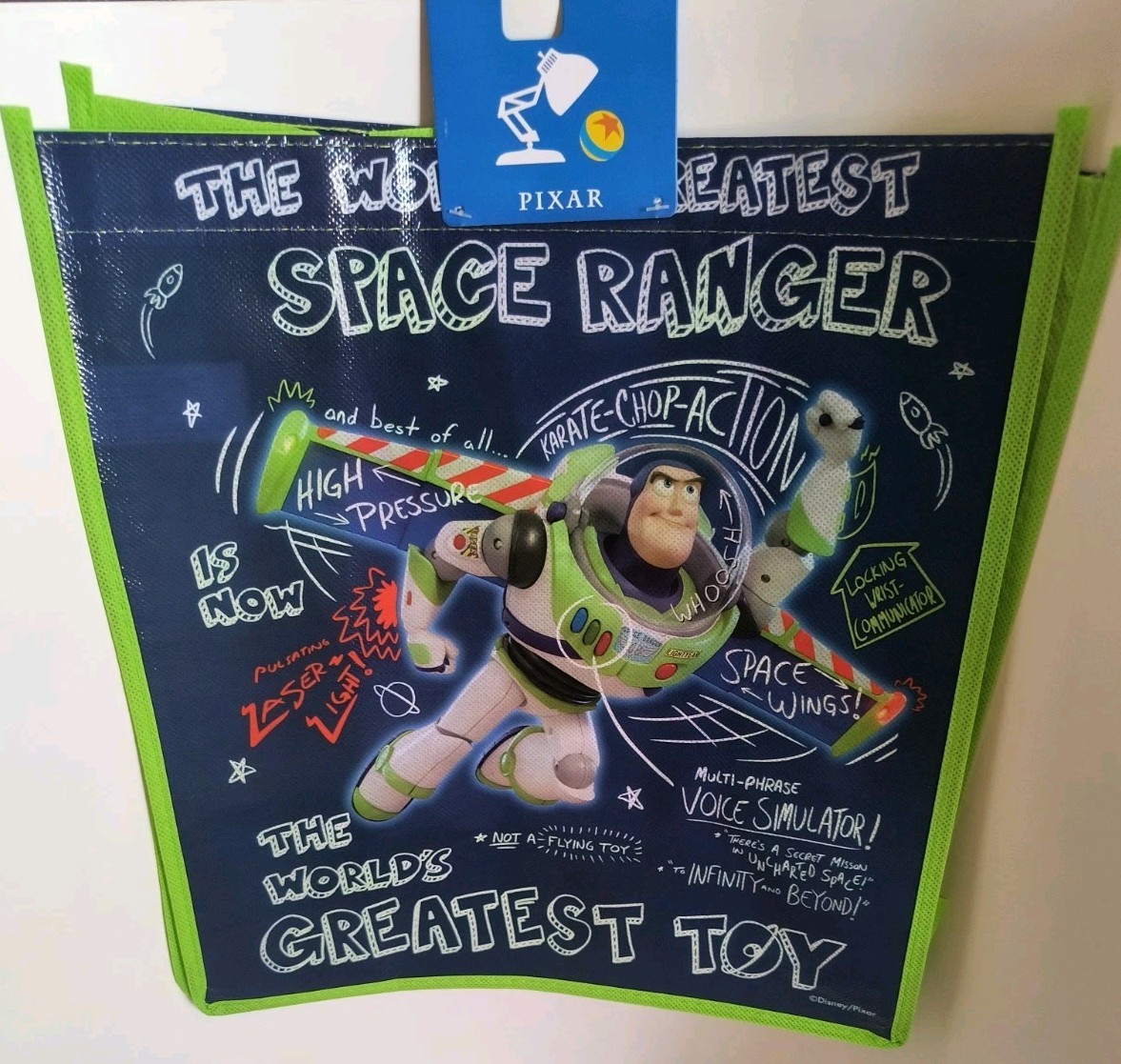 Disney Toy Story Green Shopping/Gift Tote Bag with Handles New! Free Shipping!