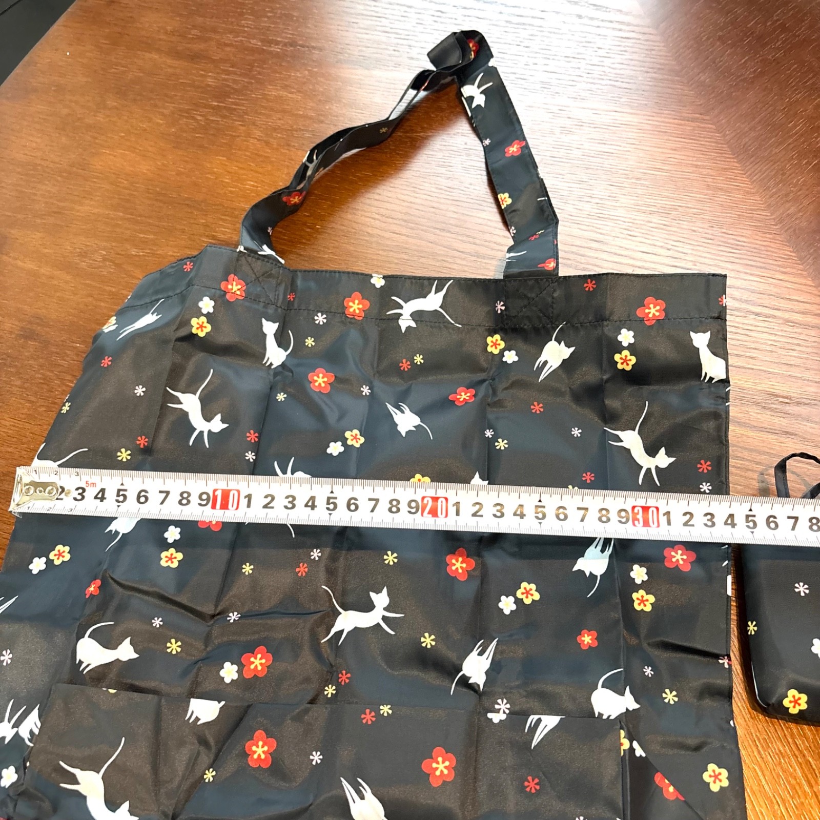 Kurochiku Japanese Eco Bag Set of 2 Foldable Shopping Bags Floral Cat Pattern