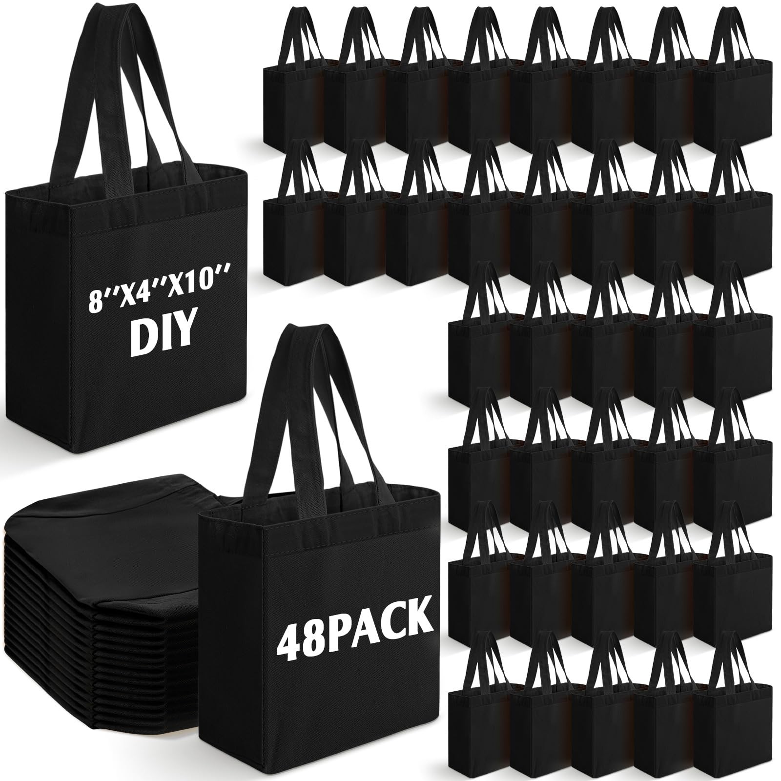 48 Pack Mini Canvas Tote Bag 8” x 4” x 10” Small Sublimation Blank Canvas …
